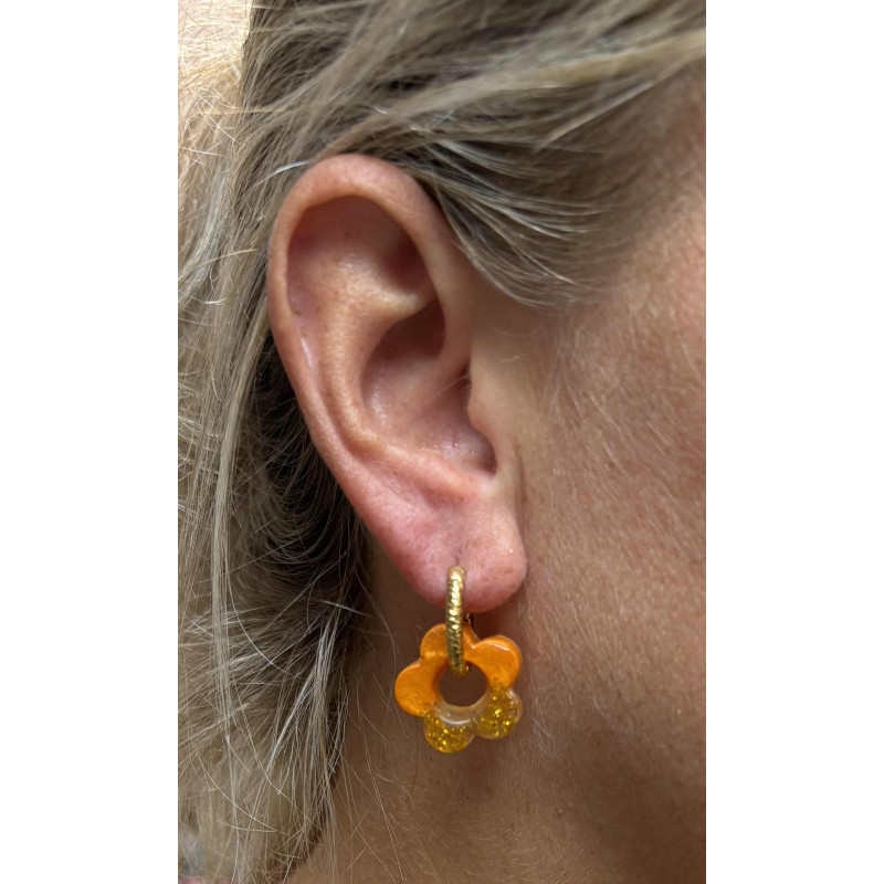 Pampille Calie orange Bleu Or